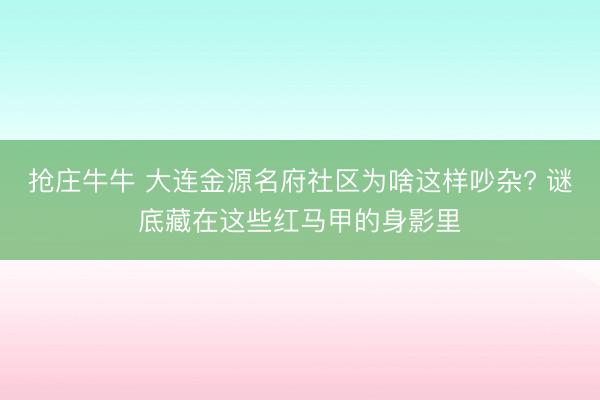 抢庄牛牛 大连金源名府社区为啥这样吵杂? 谜底藏在这些红马甲的身影里