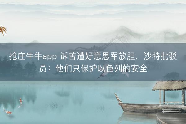 抢庄牛牛app 诉苦遭好意思军放胆，沙特批驳员：他们只保护以色列的安全