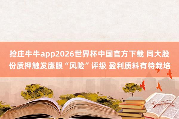 抢庄牛牛app2026世界杯中国官方下载 同大股份质押触发鹰眼“风险”评级 盈利质料有待栽培
