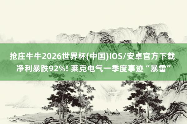 抢庄牛牛2026世界杯(中国)IOS/安卓官方下载 净利暴跌92%! 莱克电气一季度事迹“暴雷”