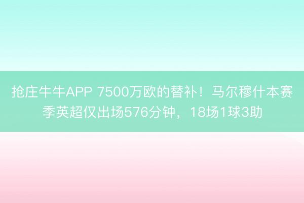 抢庄牛牛APP 7500万欧的替补！马尔穆什本赛季英超仅出场576分钟，18场1球3助