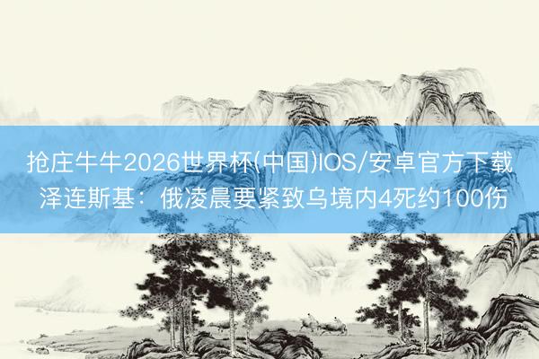 抢庄牛牛2026世界杯(中国)IOS/安卓官方下载 泽连斯基：俄凌晨要紧致乌境内4死约100伤